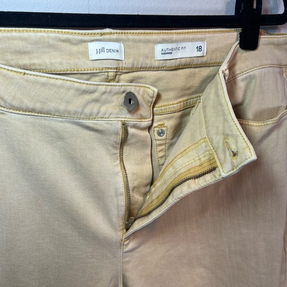 J. Jill Denim Womens Authentic Fit Cropped Jeans Yellow Capri Raw Hem Stretch 18 - Picture 8 of 13